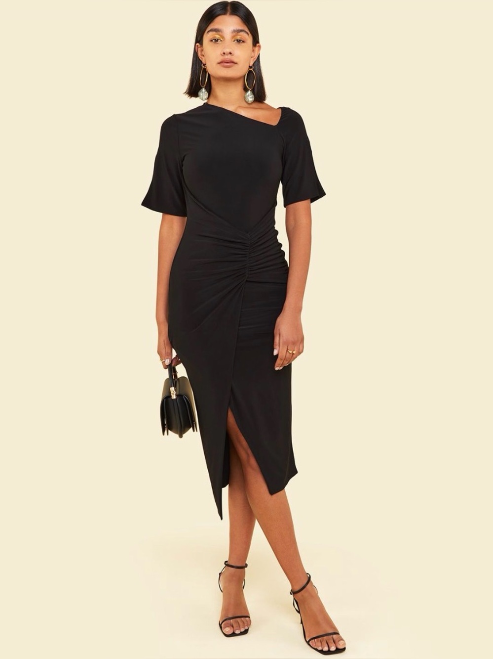 Celestine & Mae Latica Midi Dress In Navsoul Black